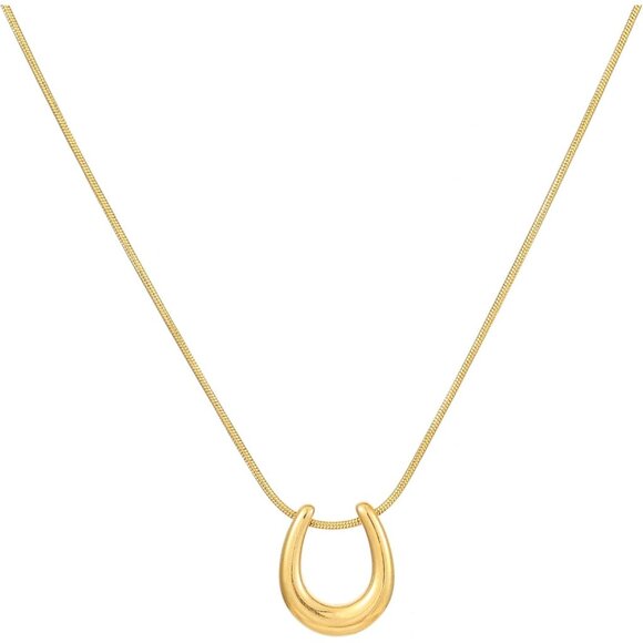 ⚡Gold Necklace for Women 18K Plated Crescent Moon Sun Horse Shoe Horn Pendant - Picture 5 of 7